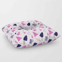 Pink and black retro Christmas trees Floor Pillow