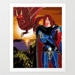 Dragon Knight Art Print | Digital, Drawing 