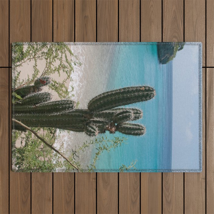 Tropical Cactus Ocean Beach Vibes #1 #tropical #wall #art #society6 Outdoor Rug