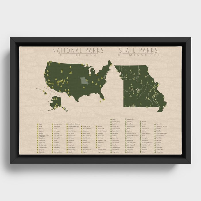 US National Parks - Missouri Framed Canvas