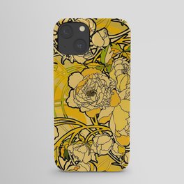 Alphonse mucha - flowers textile, yellow iPhone Case