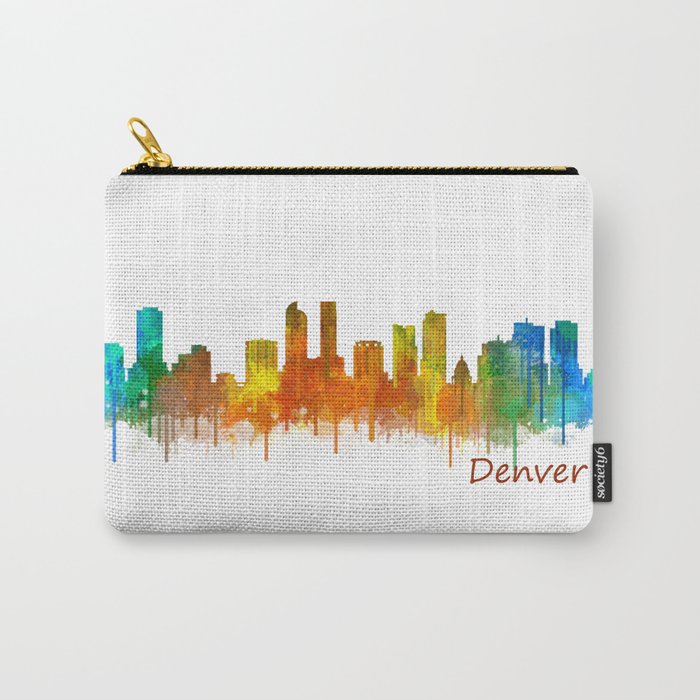 Denver Colorado City Watercolor Skyline Hq v2 Carry-All Pouch