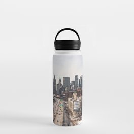 Views of New York City | Skyline and Brooklyn Bridge Through the Fence Water Bottle