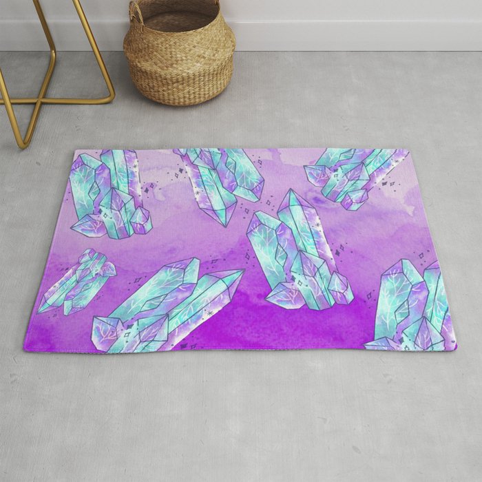 Purple and Blue Watercolor Crystals Rug