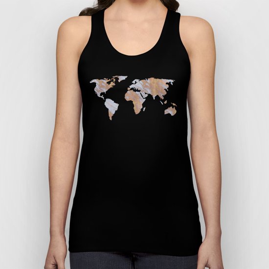 Rose Gold Marble Map - RoseGold World Unisex Tank Top