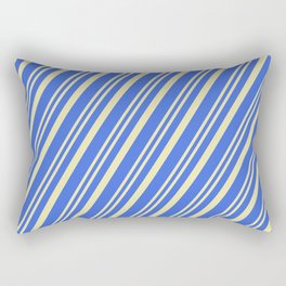 [ Thumbnail: Royal Blue & Pale Goldenrod Colored Stripes/Lines Pattern Rectangular Pillow ]