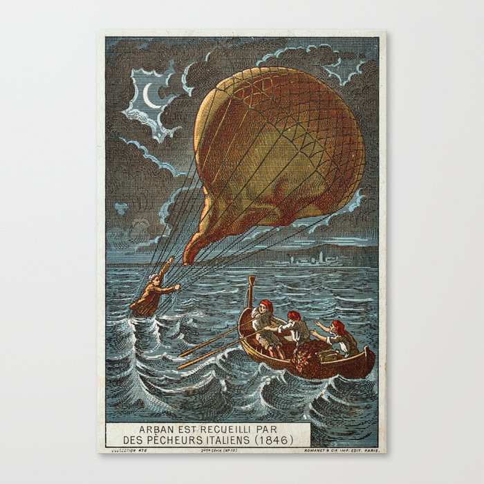 Vintage aviation hot air balloon poster  Canvas Print