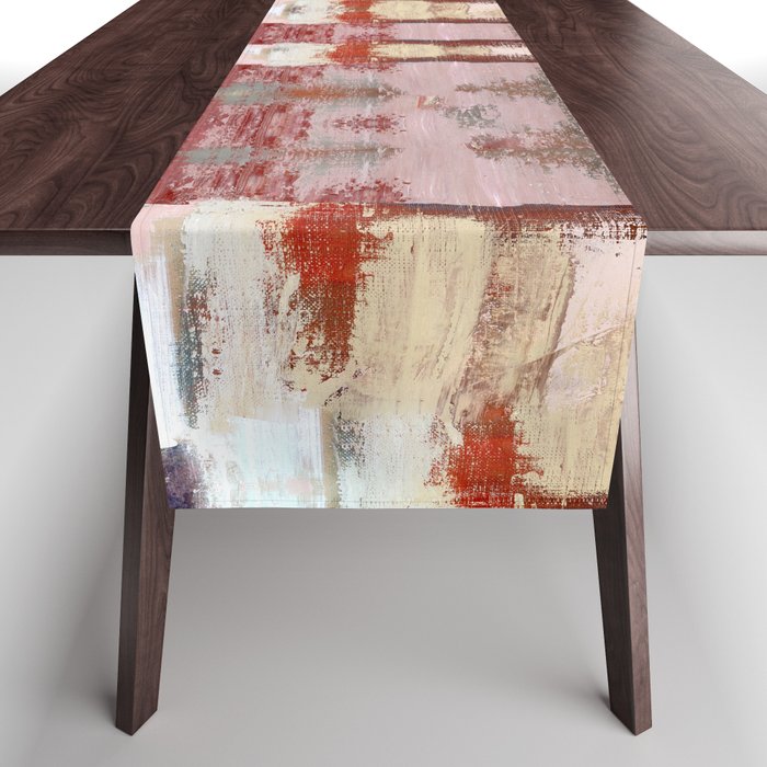 Summer in the City - abstract handmade oil painting in beautiful warm pastel colors Table Runner