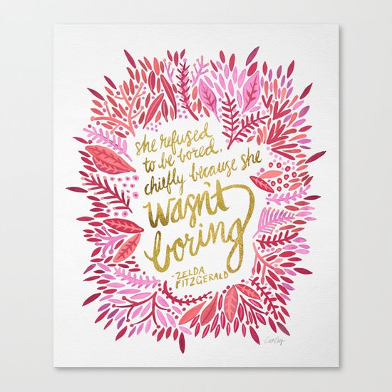 Zelda Fitzgerald – Pink on White Canvas Print