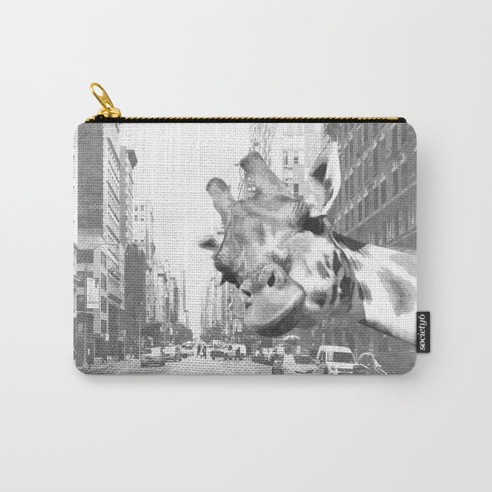 Black and White Selfie Giraffe in NYC Carry-All Pouch