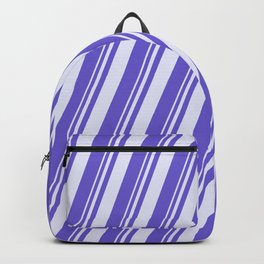 [ Thumbnail: Lavender & Slate Blue Colored Stripes Pattern Backpack ]