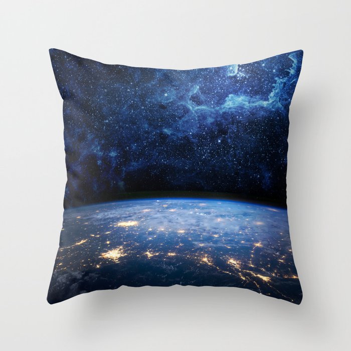 Earth and Galaxy Throw Pillow