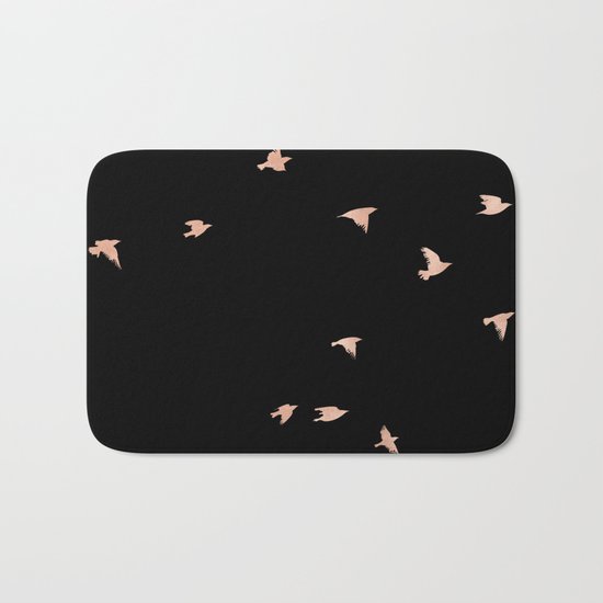 Rose Gold Black Birds Fly Free Bath Mat