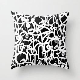 Black and White Graffiti Pattern Throw Pillow