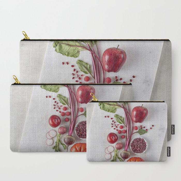 Red Organic Fruits and Vegetables Carry-All Pouch