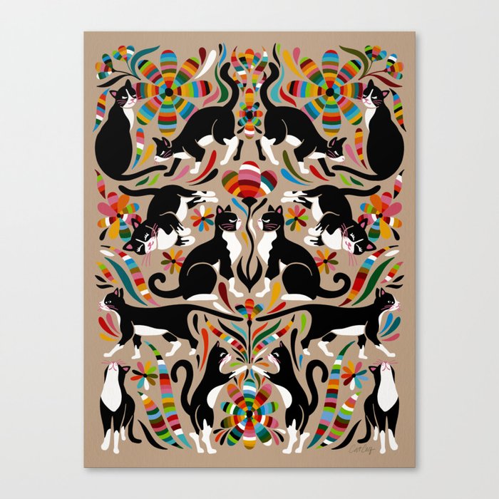 Otomi Cats – Rainbow & Tan Canvas Print