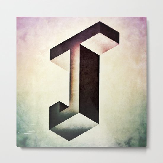 Isometric J Metal Print