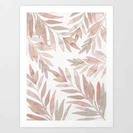 Blush Pink Tropical Palm Leaf Pattern Art Print
