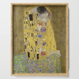 Gustav Klimt's The Kiss (1907–1908) Reproduction On Public Domain Of The Famous Painting Serving Tray