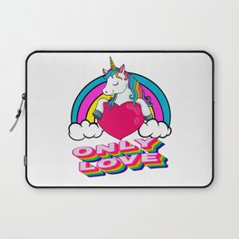 Cute Unicorn Holding A Red Heart – Valentine's Day Gift Laptop Sleeve