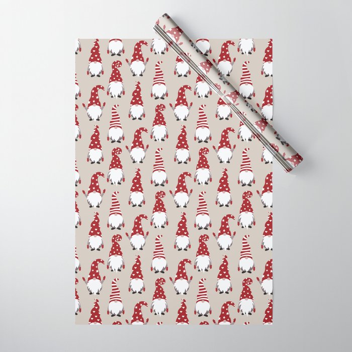 Christmas Gnomes Polka Pattern Wrapping Paper