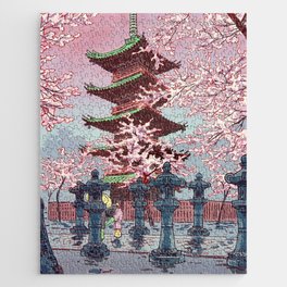 Ukiyo-e Temple Cherry Blossom Jigsaw Puzzle