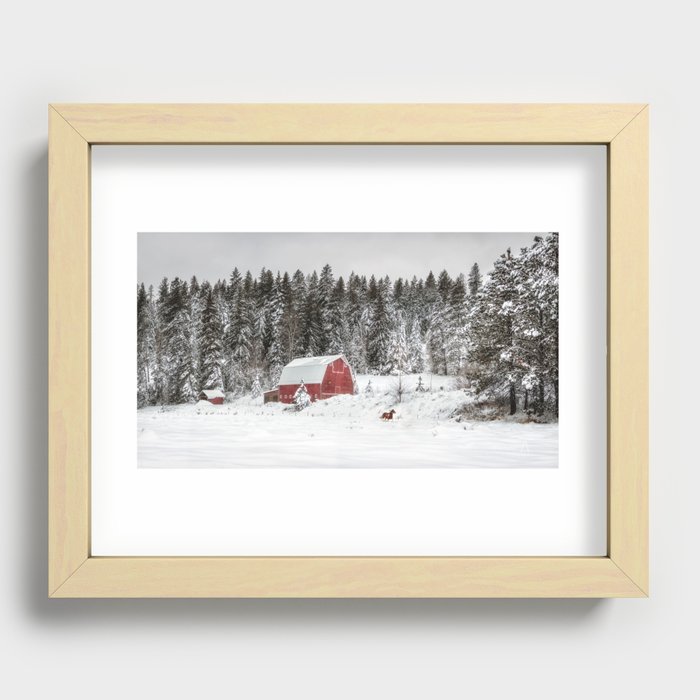Crazy Horse and the Red Barn Recessed Framed Print