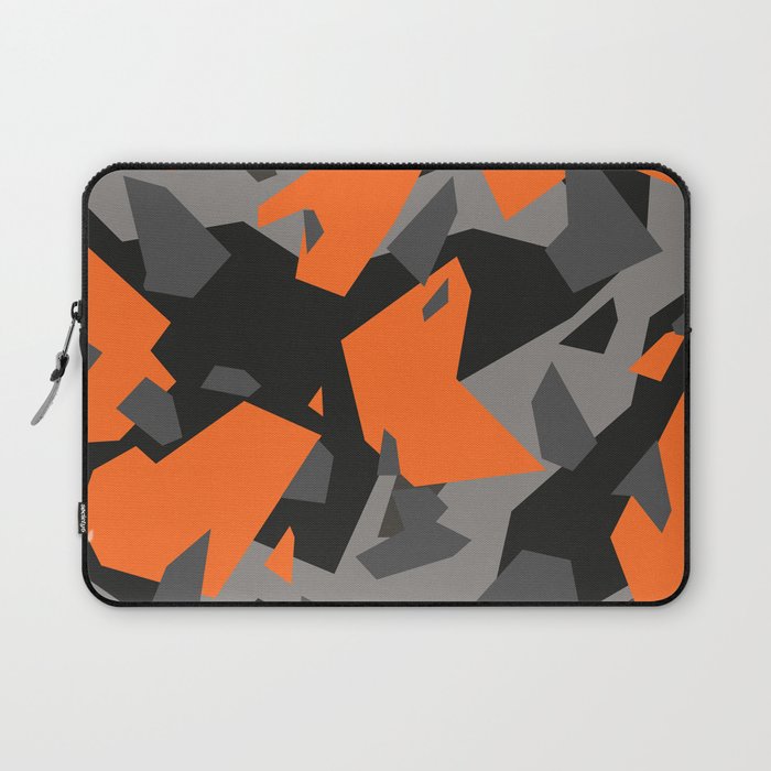 Black Grey Orange Geometric camo Laptop Sleeve by Taymurzon Society6
