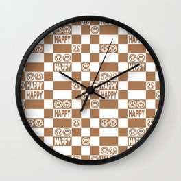 HAPPY Checkerboard (Milk Chocolate Brown Color) Wall Clock