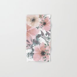 Watercolor, Blush Pink and Peach, Floral Prints Hand & Bath Towel