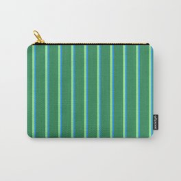 [ Thumbnail: Light Green, Blue & Sea Green Colored Lines Pattern Carry-All Pouch ]