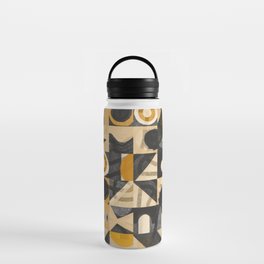 Yellow sand mid century grid pattern Water Bottle