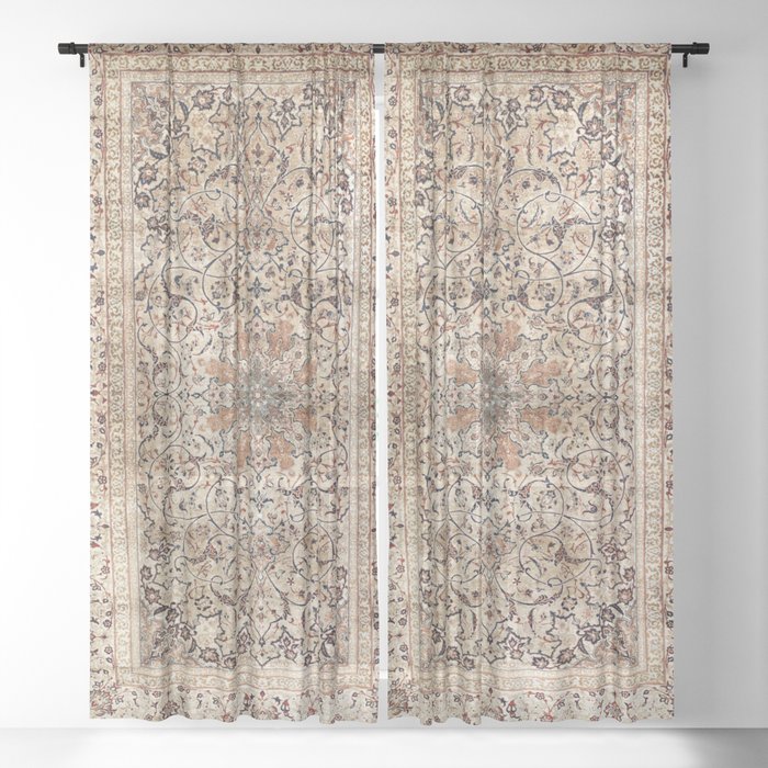 Silk Esfahan Persian Carpet Print Sheer Curtain