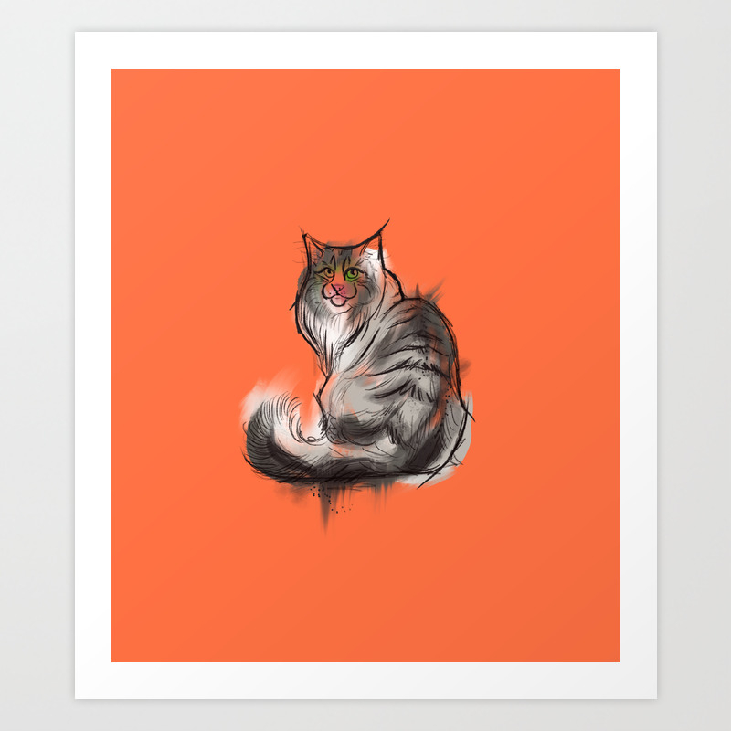 Norwegian Forest Cat Art Print By Rescueandramona Society6