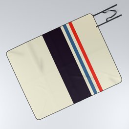Classic Minimal Racing Car Retro Stripes - Furaribi Picnic Blanket