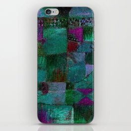 Terraced garden tropical floral  teal blue grotto abstract landscape painting by Paul Klee iPhone Skin