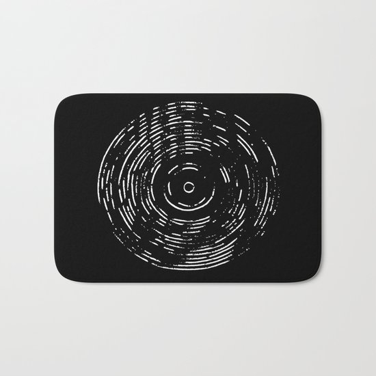 Record White on Black Bath Mat