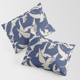 Pigeons in White and Blue Pillow Sham