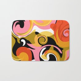Twirl and Swirl - Pink, Orange, Black, Yellow Bath Mat