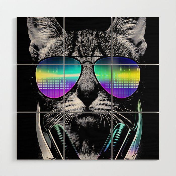 Dj Cat Wood Wall Art