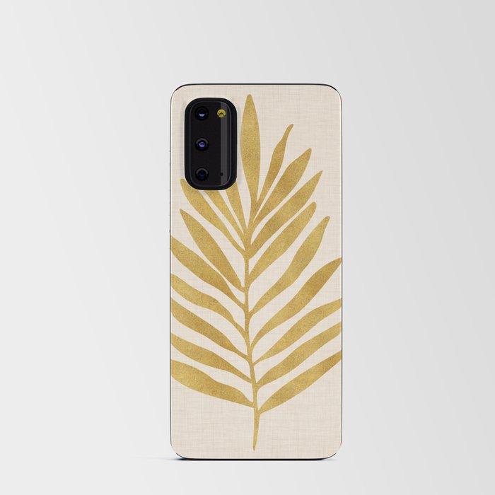 Metallic Gold Tropical Leaf Drawing Android Card Case