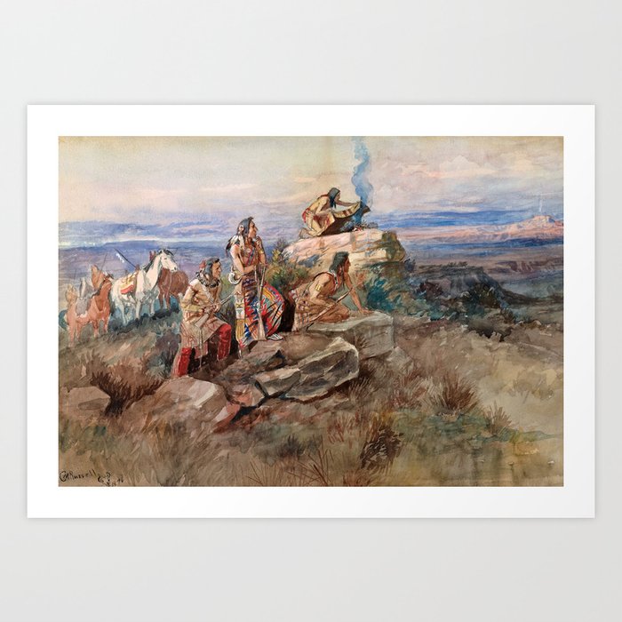 Smoke Signal, 1896 by Charles Marion Russell Art Print