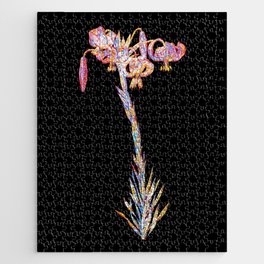 Floral Lily Mosaic on Black Jigsaw Puzzle
