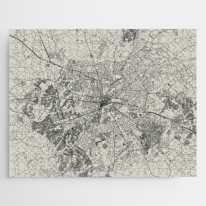 Zimbabwe, Harare Map - Black and White Jigsaw Puzzle