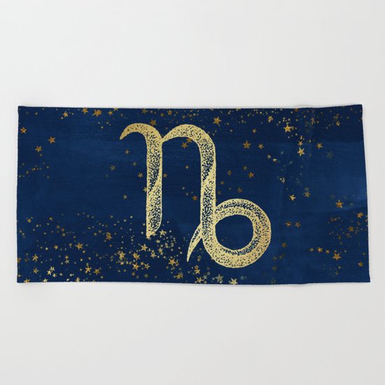 Capricorn Zodiac Sign Beach Towel