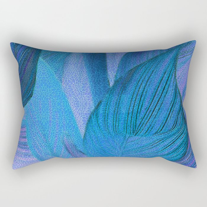 Exotic Leaves with Translucent Floral Pattern Rectangular Pillow