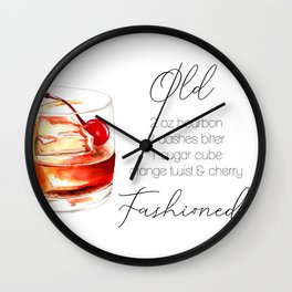 Cocktail Recipe. Old Fashioned. Wall Clock | Bourbon, Oldfashioned, Alcohol, Artwork, Art, Coctail, Cocktail, Drink, Watercolor, Orange 