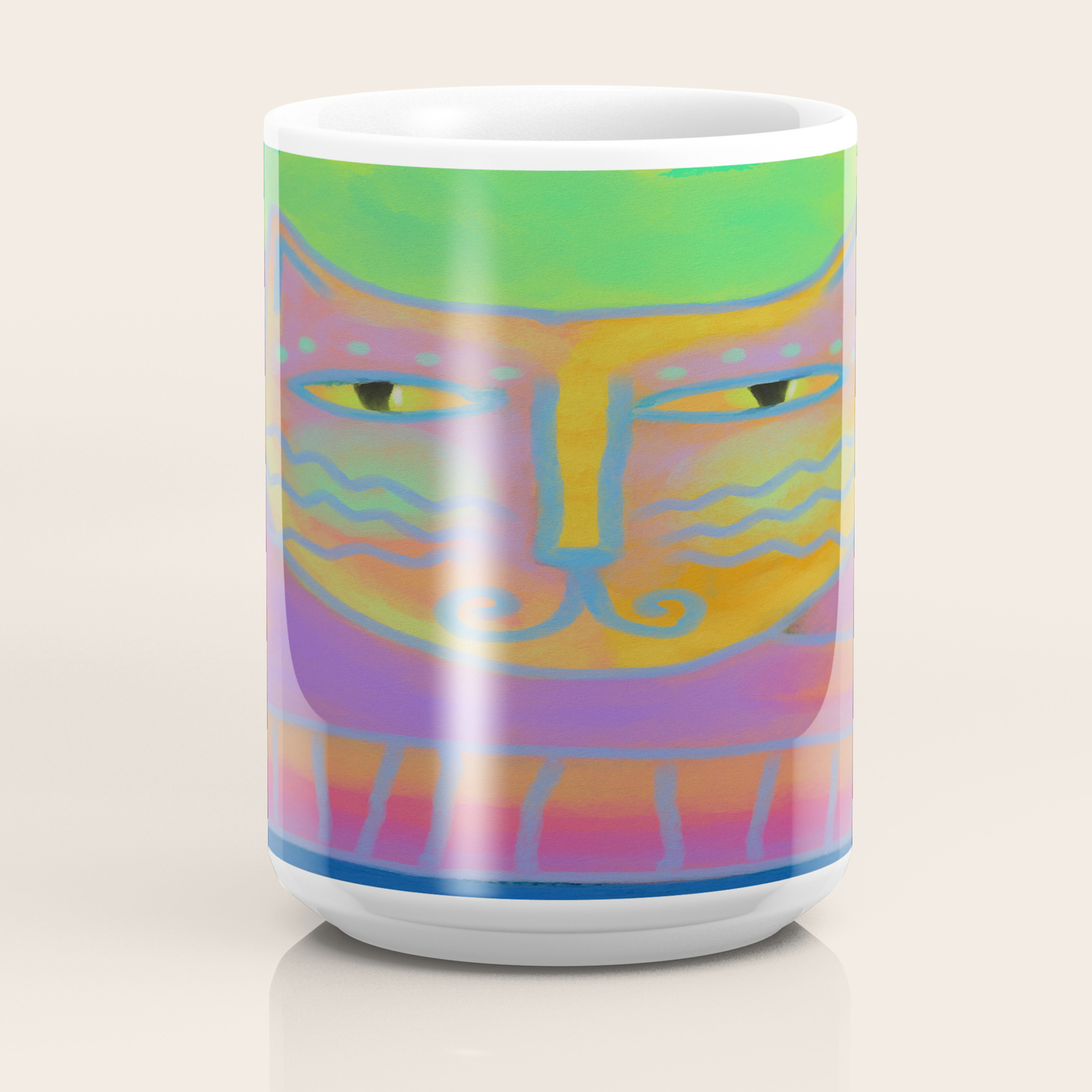 Colorful Abstract Cat Digital Painting Coffee Mug By Jackieludtke