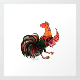 Rooster Crowing Art Print