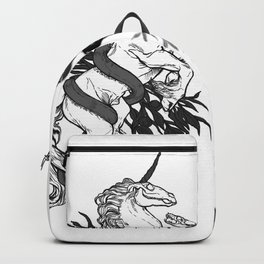 Unicornis Backpack | Fantasycreature, Thestral, Ink, Licorne, Painting, Black And White, Mythology, Bestiaire, Medievalbestiary, Unicorn 